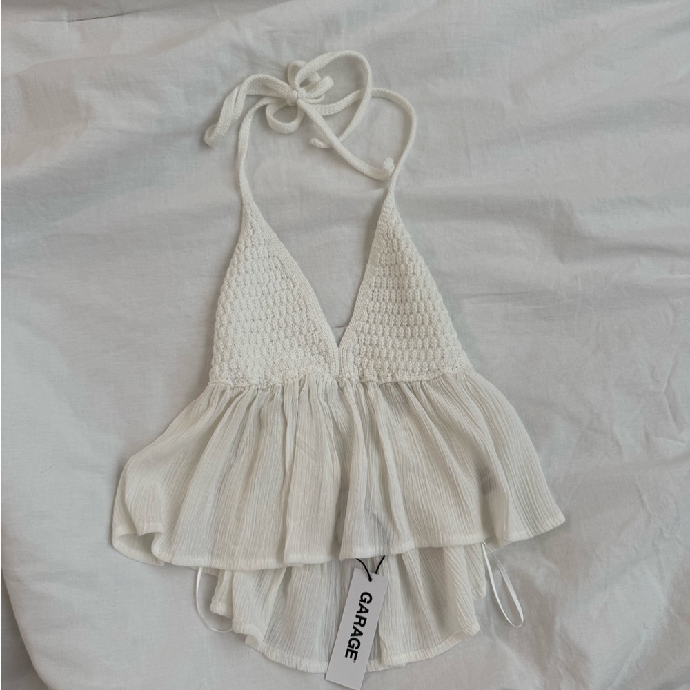 Garage Ivory Textured Halter Top